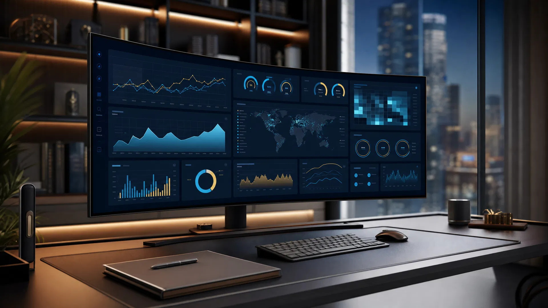 Enterprise operational intelligence dashboard showing real-time KPIs and analytics